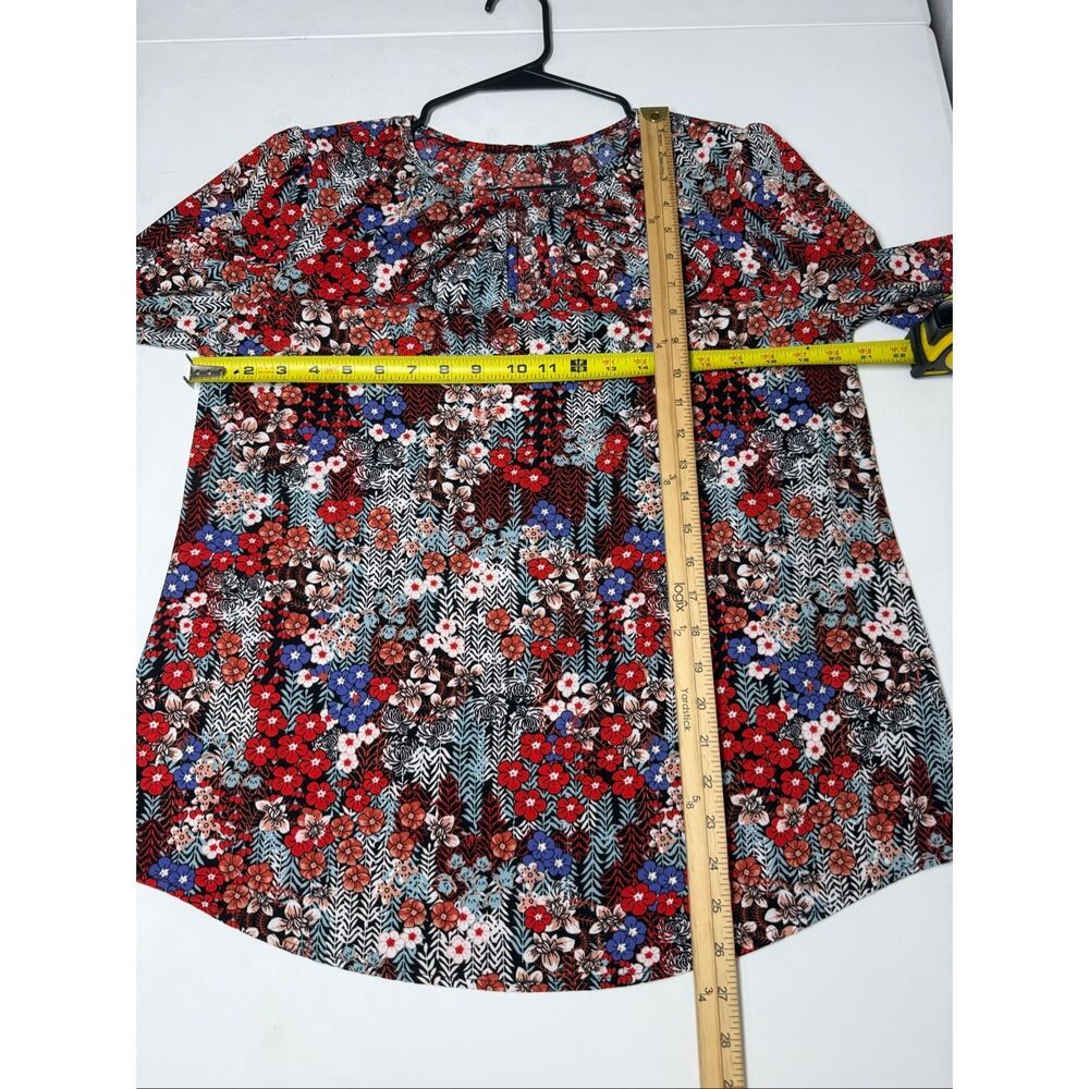 Luxury Boutique Floral Print Tie Neck Long Sleeve Boho Blouse Size M - Picture 7 of 9